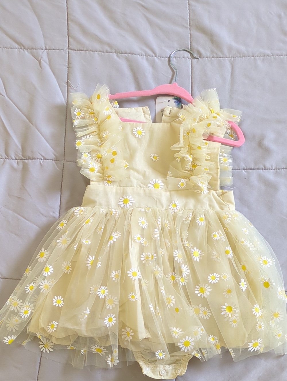 Sunshine Daisy Tulle Dress for Girls - Yellow